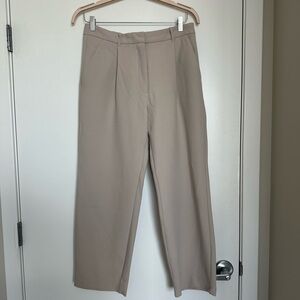 Abercrombie Curve Love Sloan Wide Leg Tailored Pant in Beige, Size 31 Short